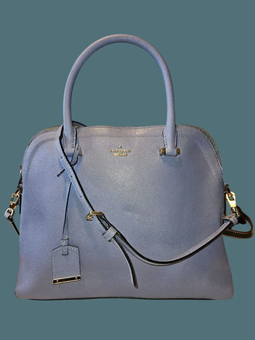 Kate Spade Blue Cameron Street Satchel Crossbody Saffriano Leather Bag